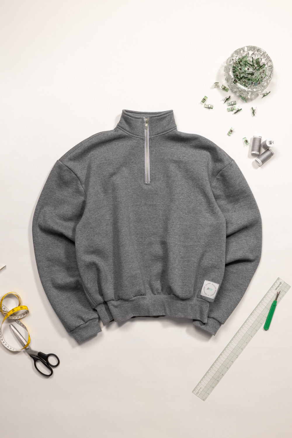 yu　Big pocket square jumper Boxy Quarter Zip Sweater DIY Kit