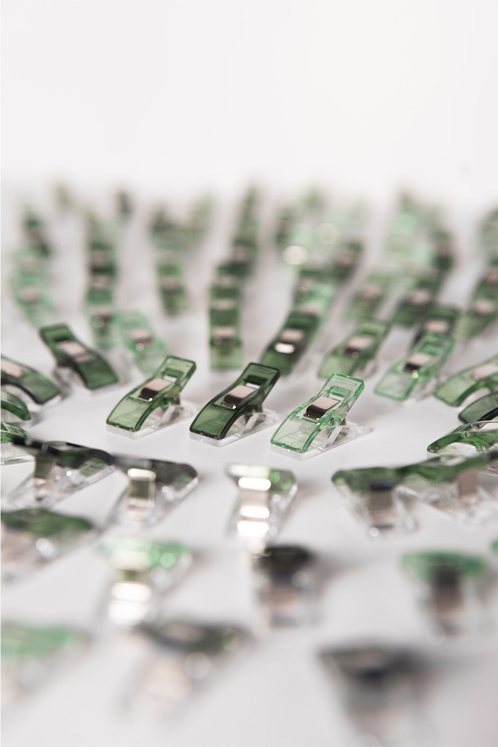 Close-up of green electronic components on a white background