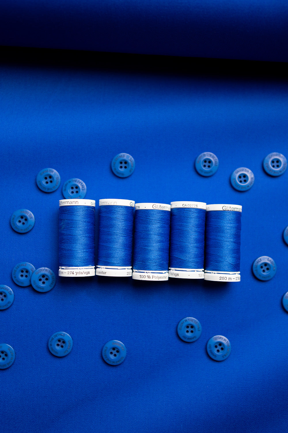 Cobalt Blue Fabric and Buttons